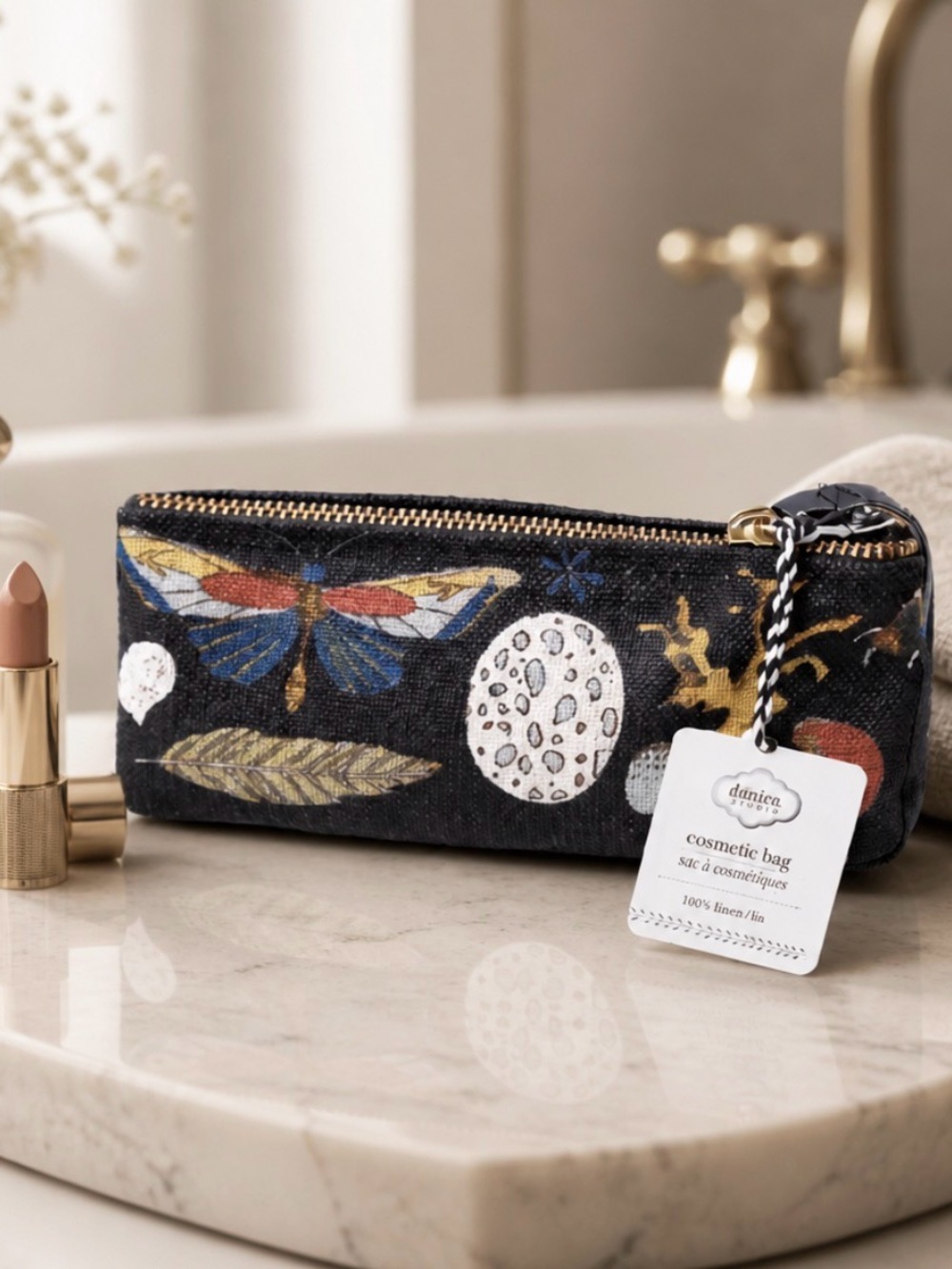 NWT Nica Black Sea design Cosmetic Bag with Elegant Design